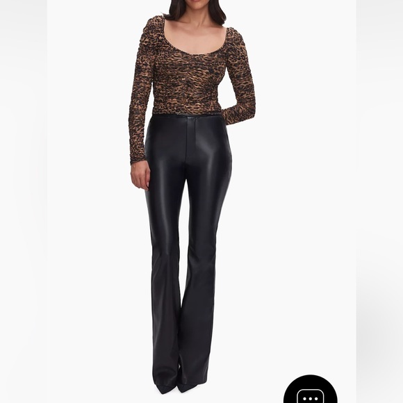 NWT Good American Ruched Cheetah Print Mesh Top XS - Picture 2 of 7